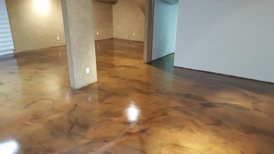 metallic epoxy floor, minnesota concrete overlay, floor, microtopping, stained concrete floor
