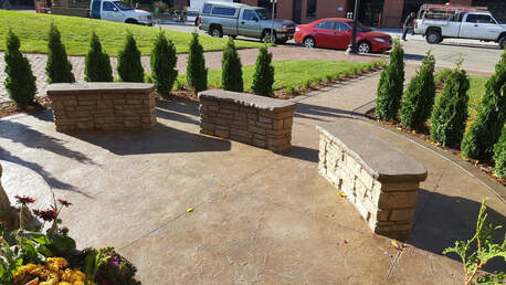 Concrete Contractor Maple Grove Stamped Concrete Patio, Sidewalk, Firepit, Seat Wall, Maple Grove, MN