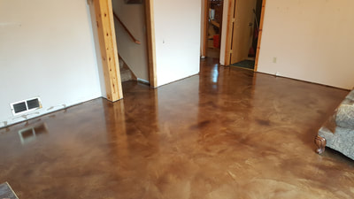 stained concrete microtopping floor, minnesota concrete floors, overlay, epoxy, staining