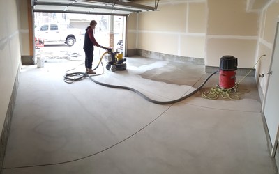 Garage Floor Coatings, Grinder Floor Prep, Master Concrete Company, Roseville MN